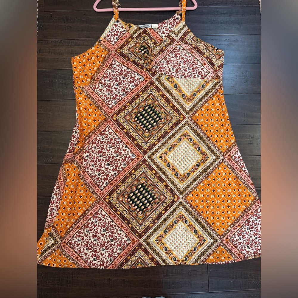 Vintage Patchwork colorblock quilted quirky art to wear granola artsy 90’s dress